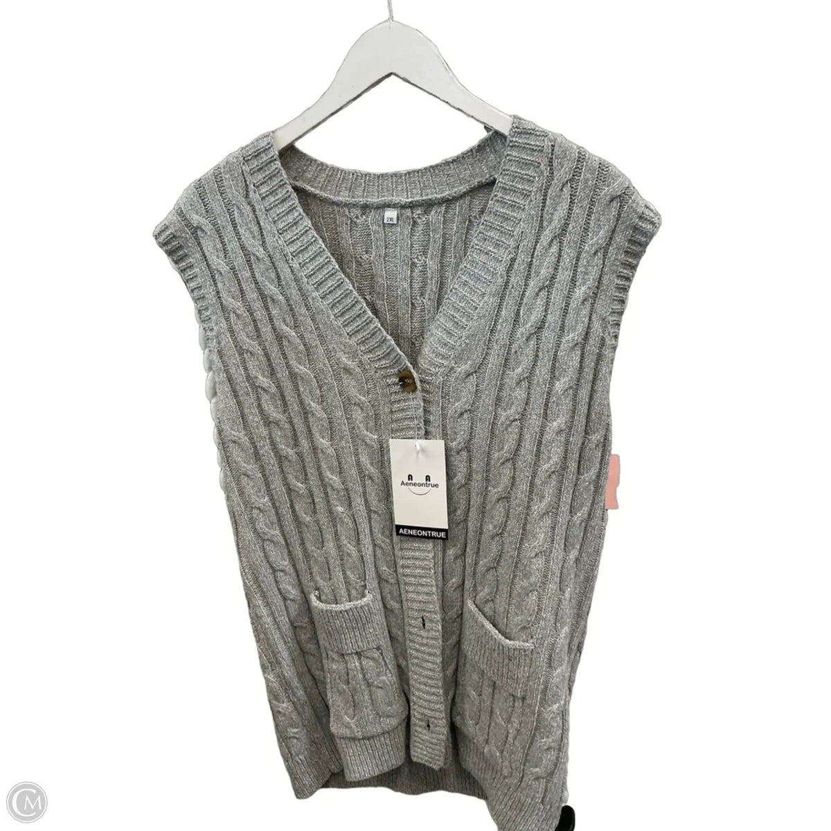 Vest Sweater By Clothes Mentor In Grey, Size: 2x