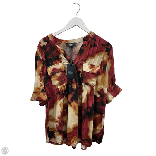 Top Short Sleeve By Cocomo In Red & Tan, Size: 1x