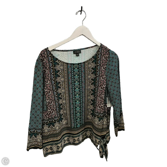 Top 3/4 Sleeve By J. Jill In Black & Green, Size: L
