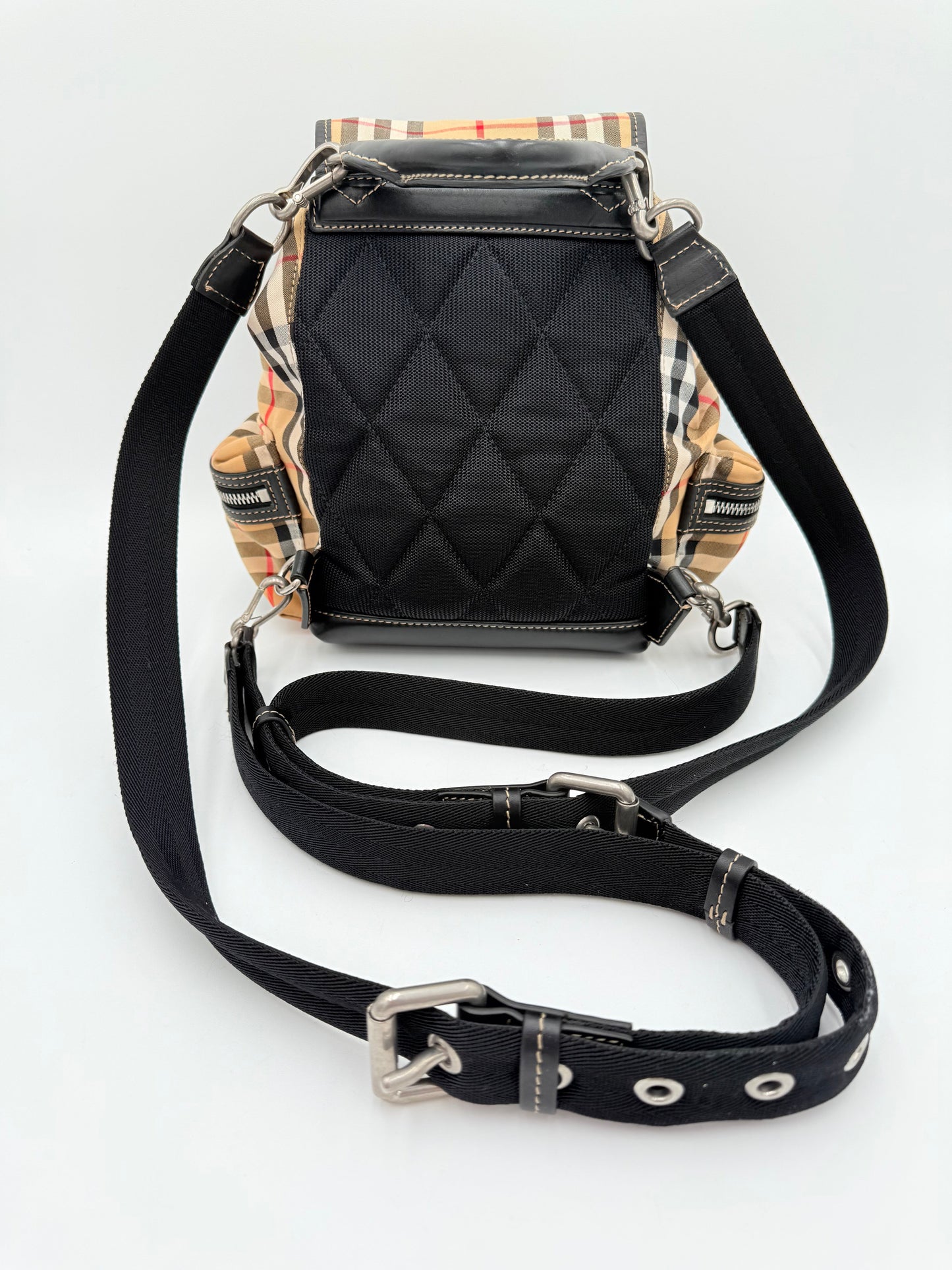 Backpack Luxury Designer By Burberry In Plaid Pattern, Size:Small