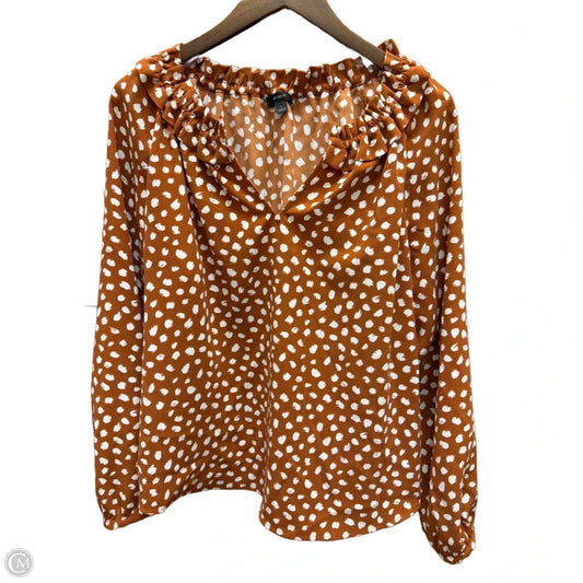 Top Long Sleeve By J. Crew In Brown & White, Size: L