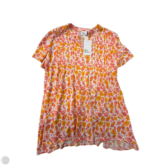 Top Short Sleeve By Kim Rogers In Coral, Size: L