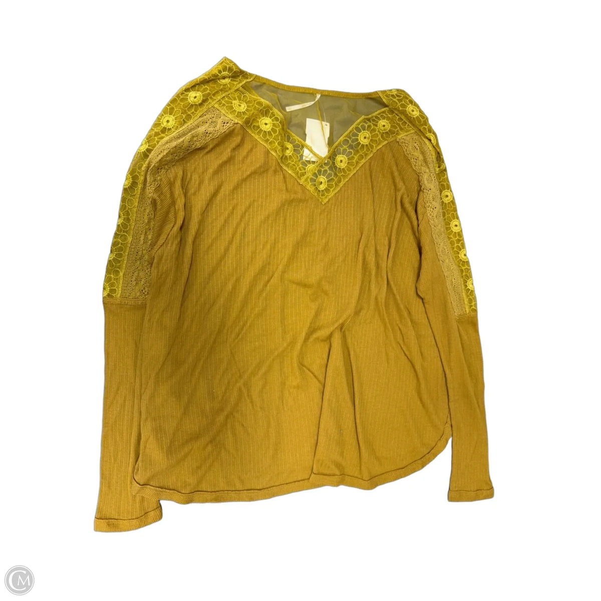 Top Long Sleeve By Free Assembly In Yellow, Size: S