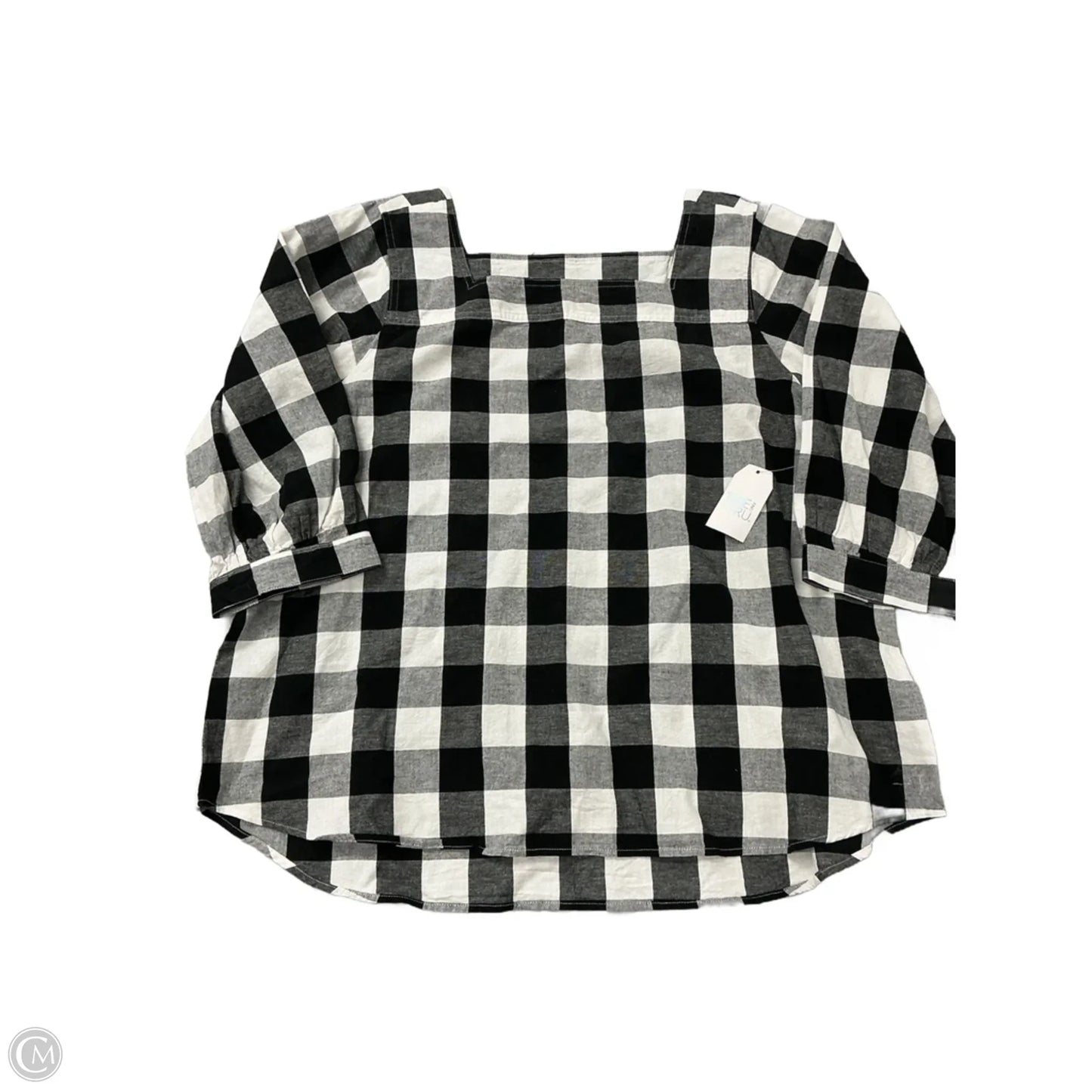 Top 3/4 Sleeve By Time And Tru In Plaid Pattern, Size: 2x