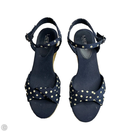 Sandals Heels Wedge By Ralph Lauren In Polkadot Pattern, Size: 9