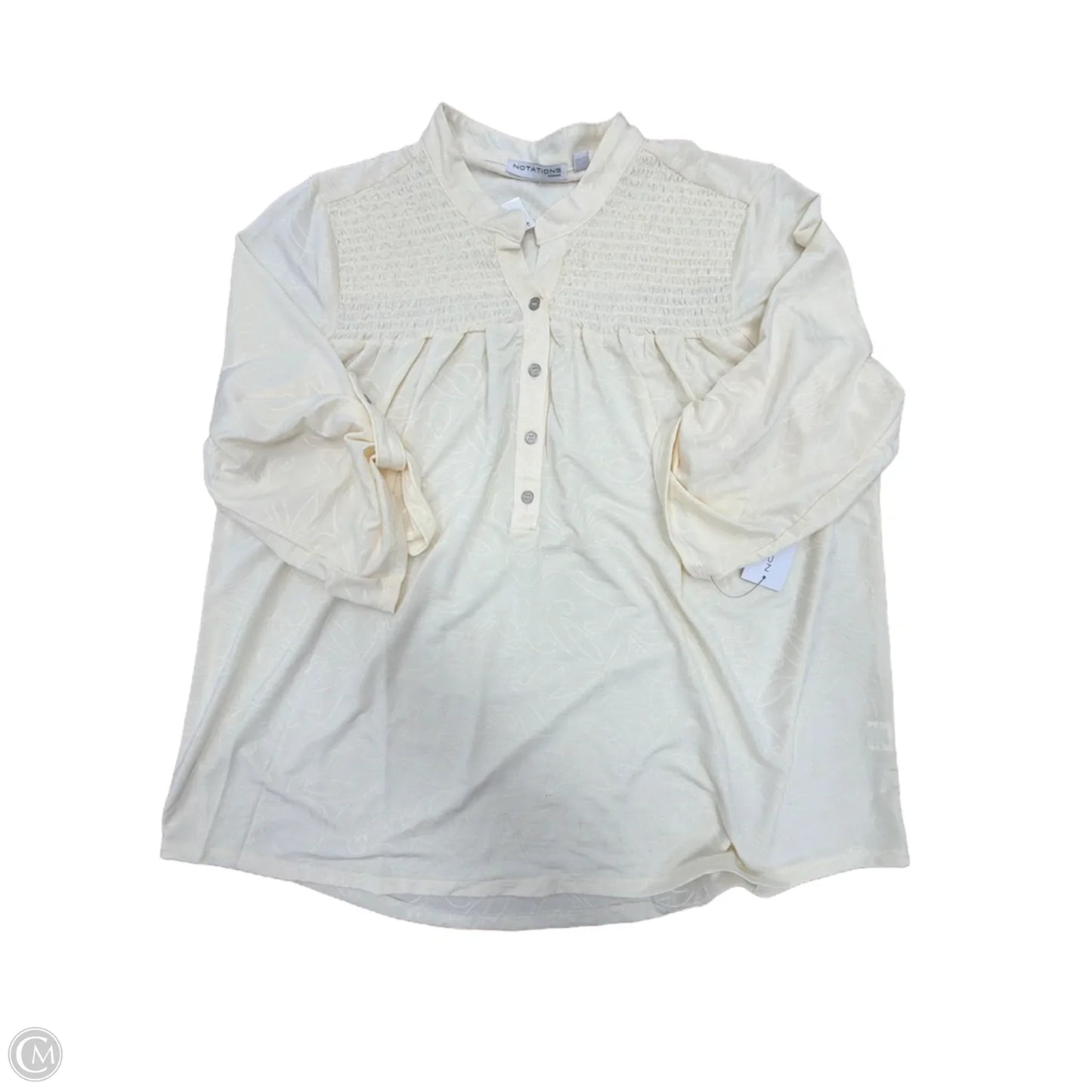 Top Long Sleeve By Notations In Cream, Size: 1x