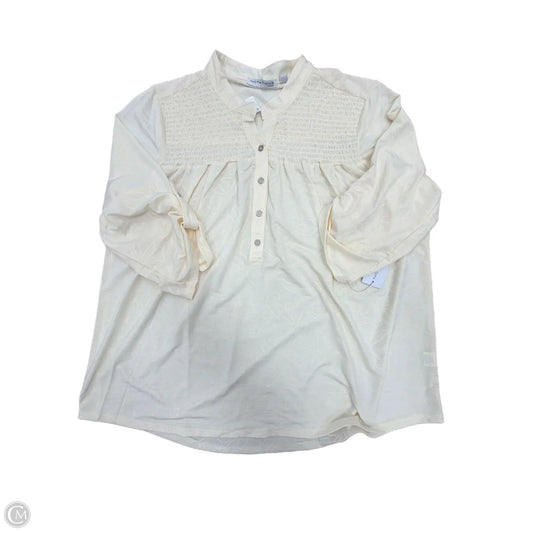 Top Long Sleeve By Notations In Cream, Size: 1x