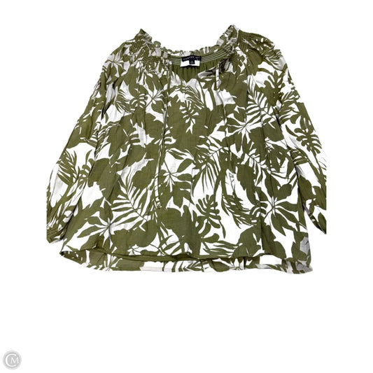 Top Long Sleeve By harper 24 In Green & White, Size: 2x