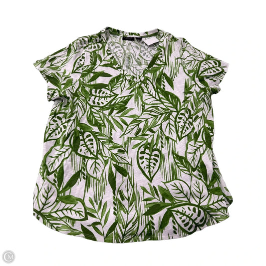 Top Short Sleeve By Tahari In Green & White, Size: 2x