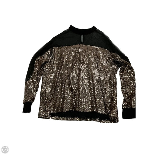 Top Long Sleeve By Nine West In Black & Gold, Size: M