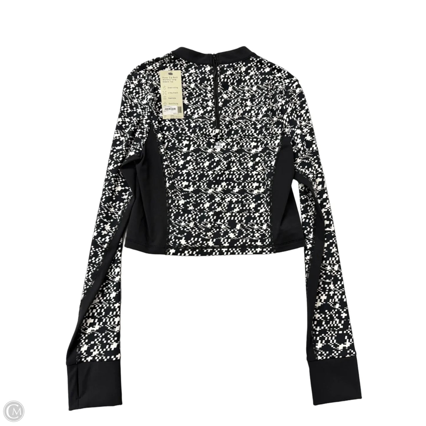 Athletic Top Long Sleeve Collar By Sweaty Betty In Black & White, Size: M