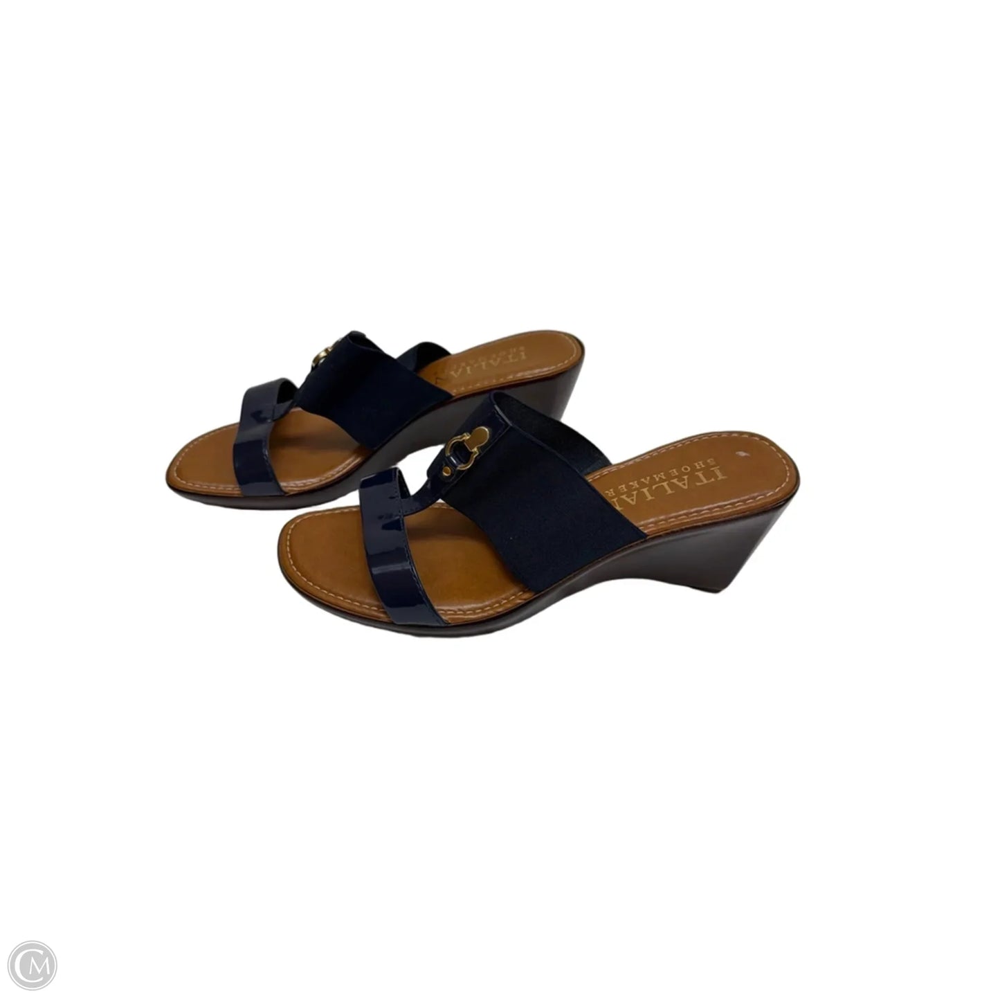 Sandals Heels Wedge By Italian Shoemakers In Blue, Size: 8