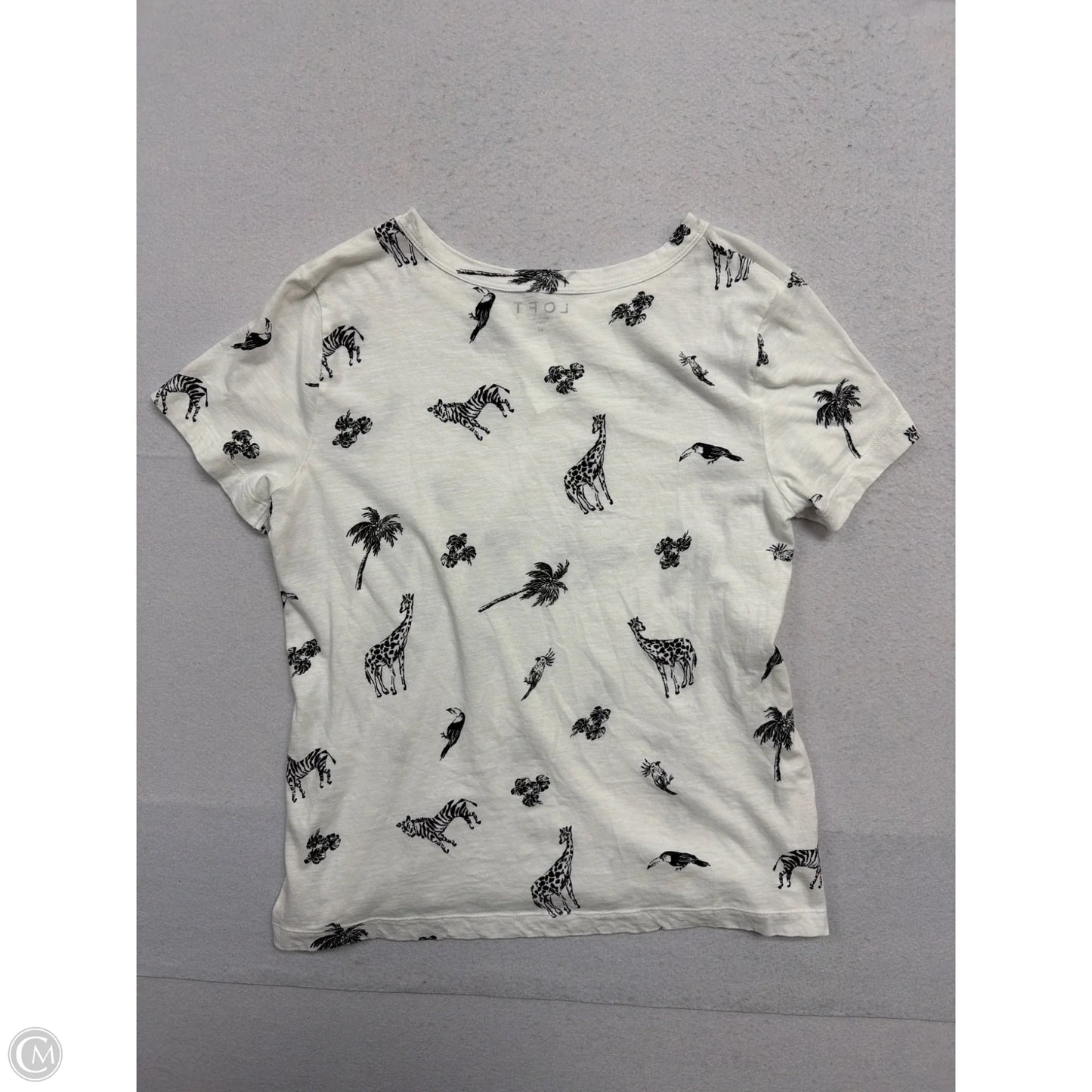 Top Short Sleeve Basic By Loft In Black & White, Size: M