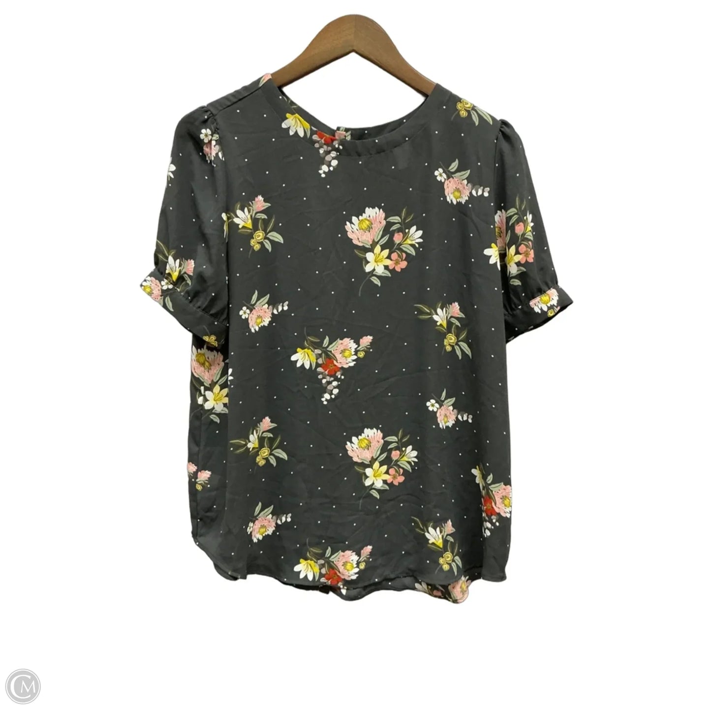 Top Short Sleeve By Loft In Grey, Size: M