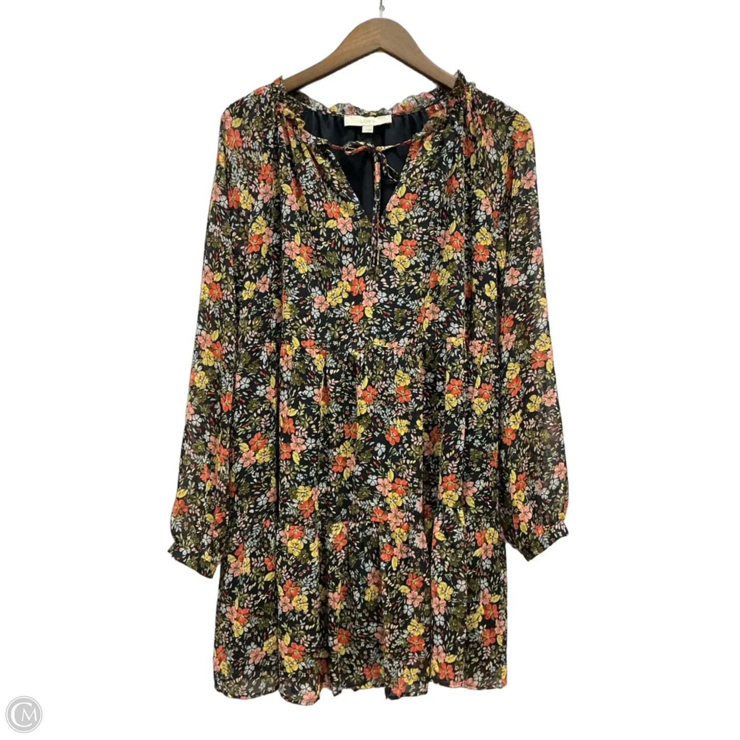 Dress Casual Midi By Loft In Floral Print, Size: M