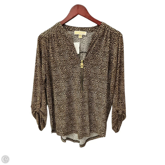 Top Long Sleeve Designer By Michael Kors In Animal Print, Size: L