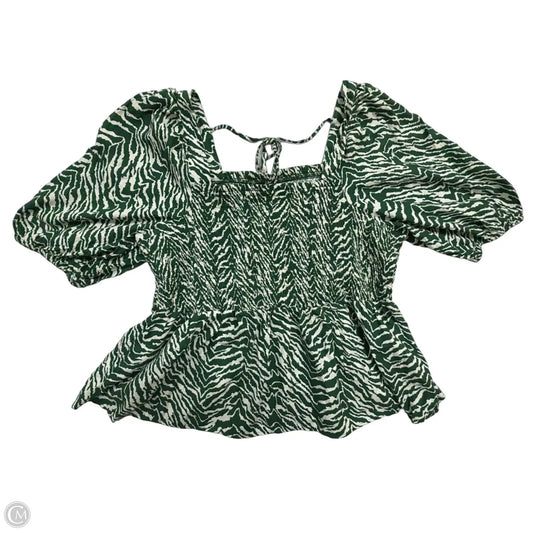 Tunic 3/4 Sleeve By Ava & Viv In Green & White, Size: 4x