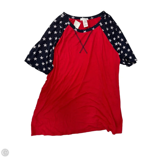 Top Short Sleeve By Chicsoul In Blue & Red & White, Size: 2x