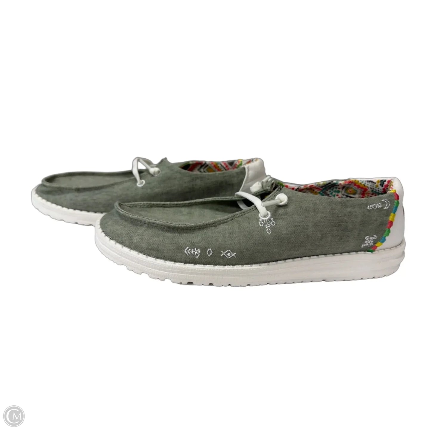 Shoes Sneakers By Hey Dude In Green, Size: 9