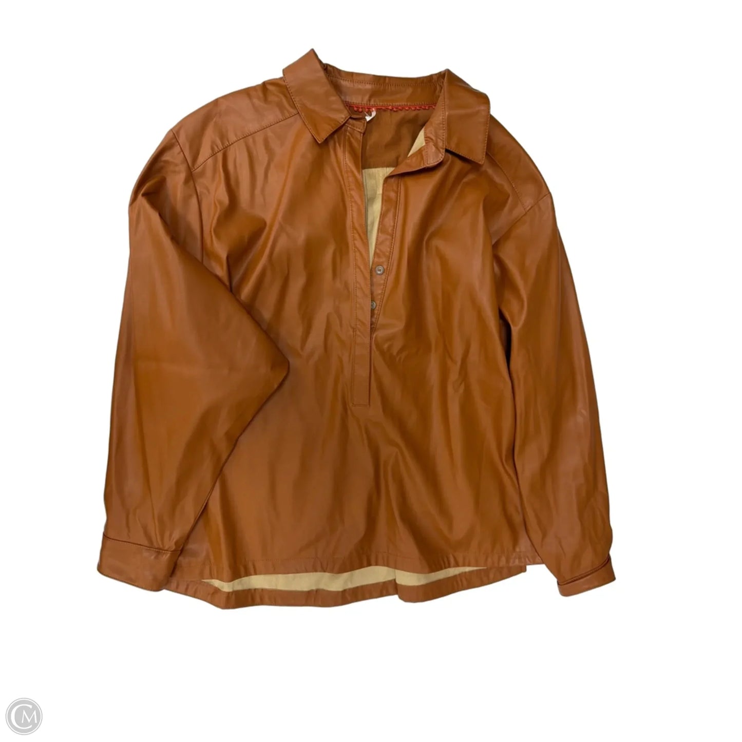 Top Long Sleeve By Anthropologie In Brown, Size: L