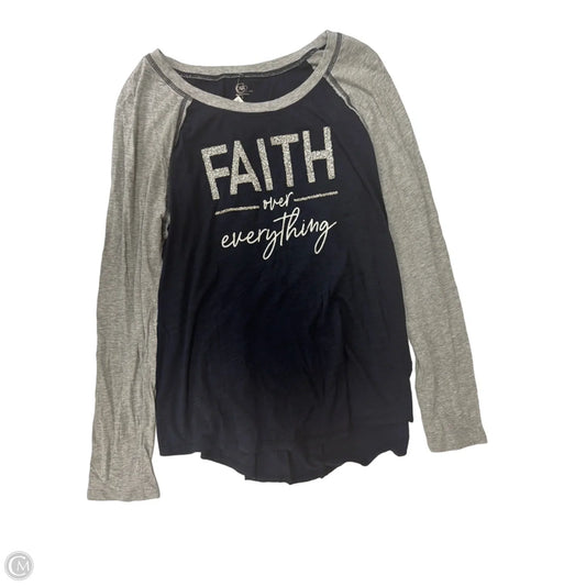 Top Long Sleeve By Cato In Blue & Grey, Size: L