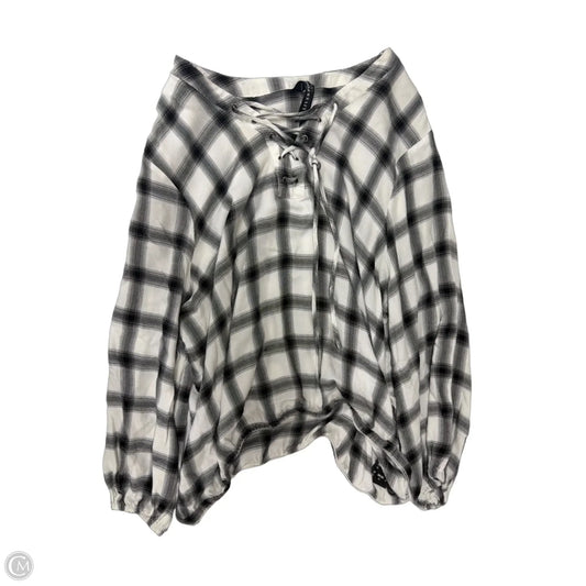 Top Long Sleeve By Liverpool In Plaid Pattern, Size: Xl