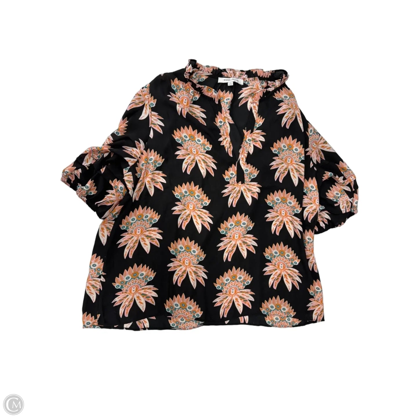 Top Short Sleeve By Rose And Olive In Floral Print, Size: L