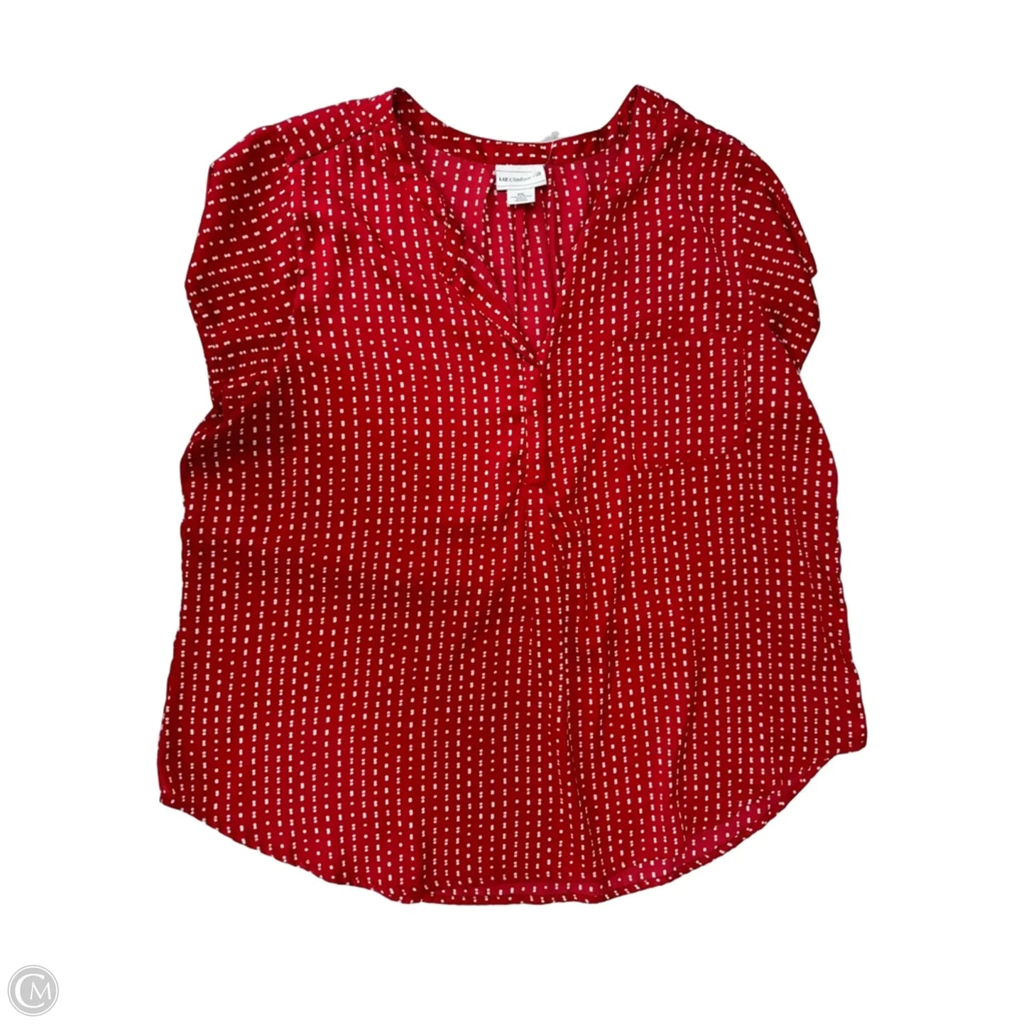Top Short Sleeve By Liz Claiborne In Red & White, Size: 2x