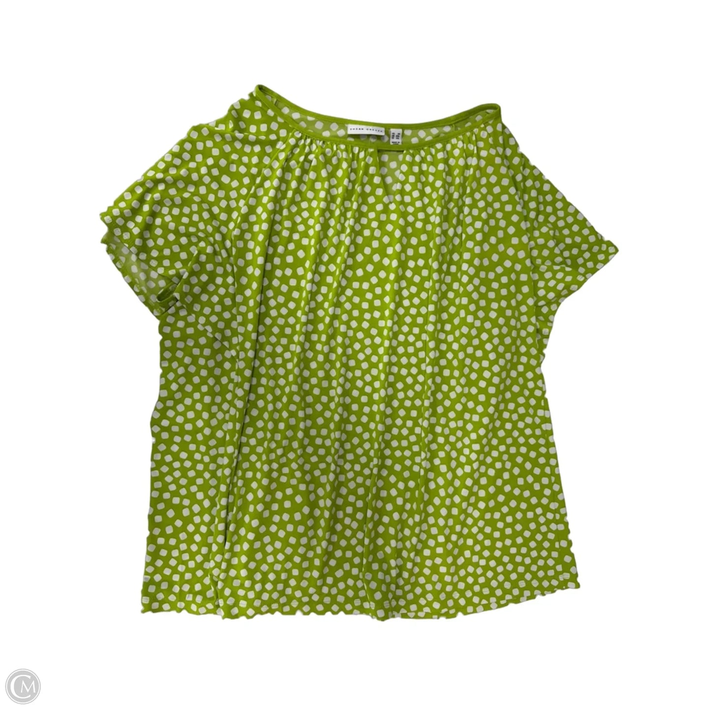 Top Short Sleeve By Susan Graver In Green & White, Size: 3x