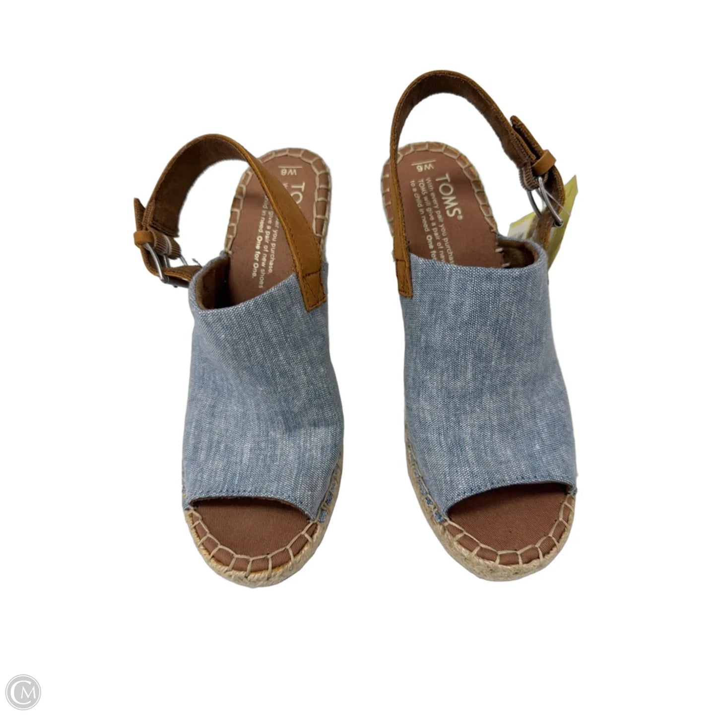 Sandals Heels Wedge By Toms In Blue Denim, Size: 6
