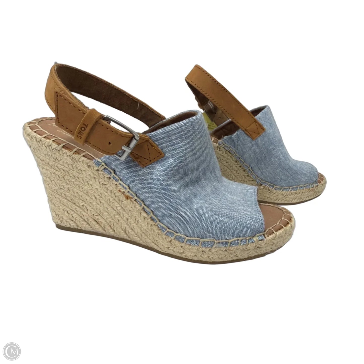 Sandals Heels Wedge By Toms In Blue Denim, Size: 6