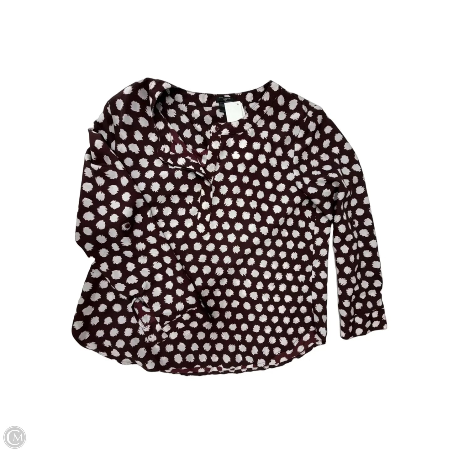 Top Long Sleeve By Ann Taylor In Brown & White, Size: Lp