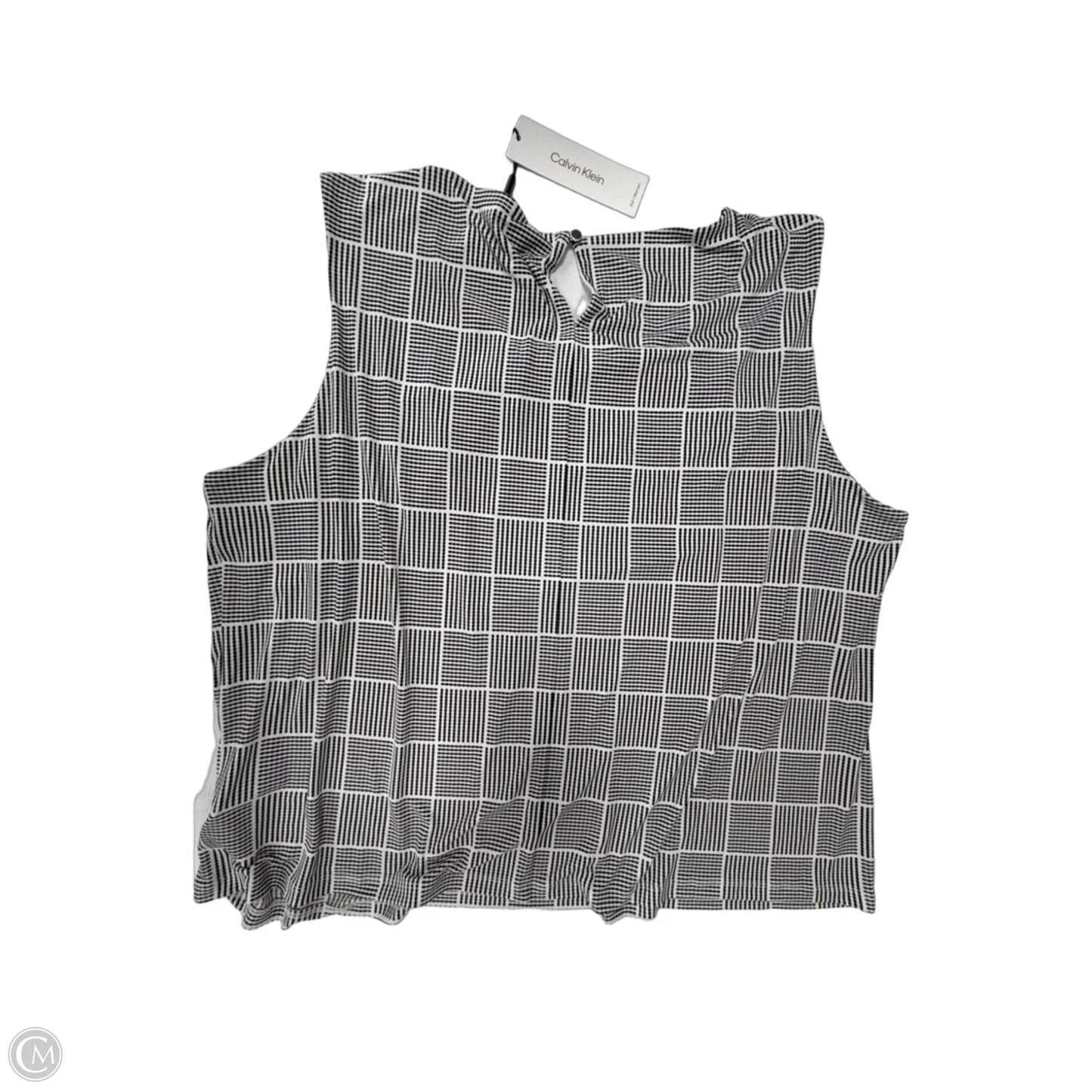 Top Sleeveless By Calvin Klein In Black & White, Size: 3x