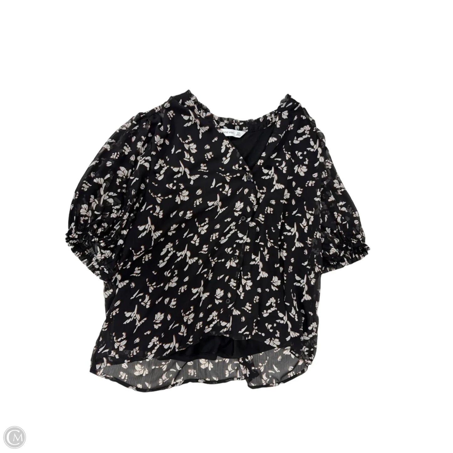 Top Short Sleeve By Nine West Apparel In Black & White, Size: 2x