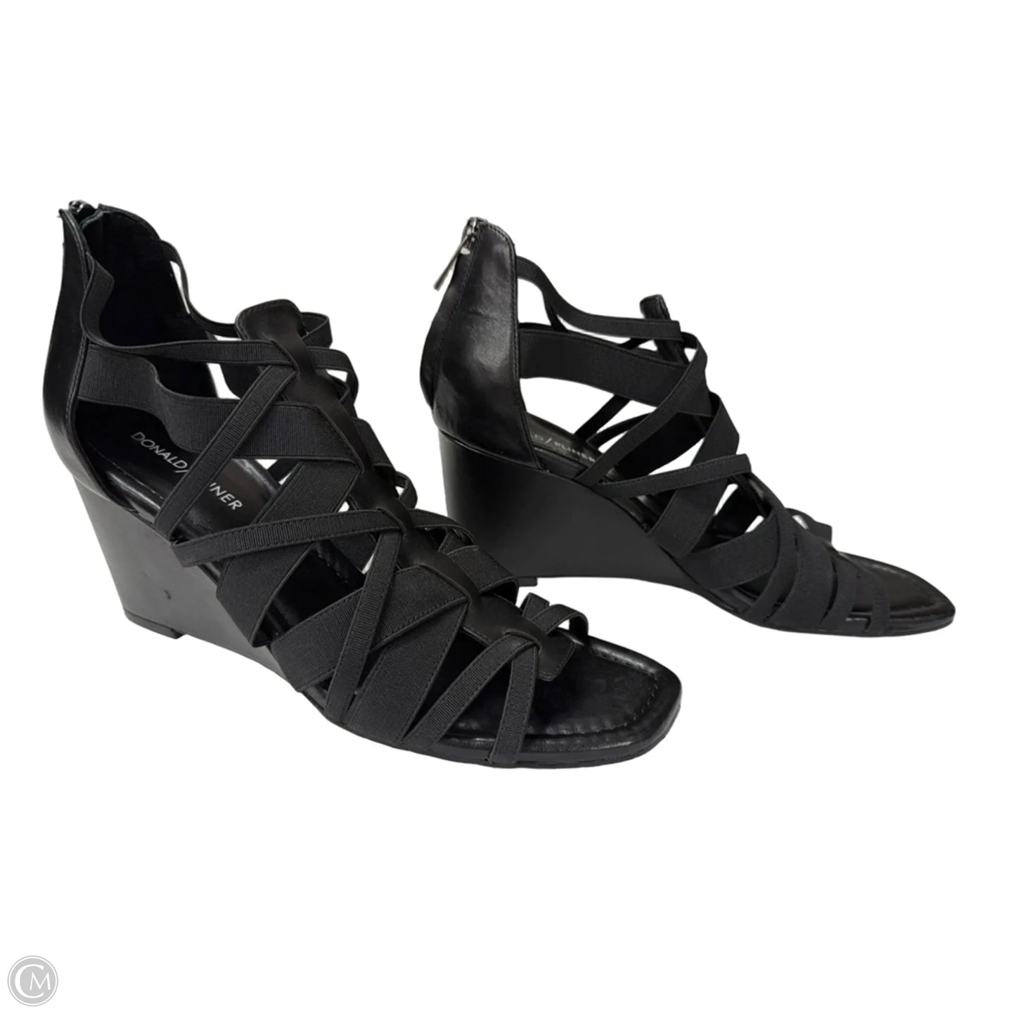 Sandals Heels Wedge By Donald Pliner In Black, Size: 9.5