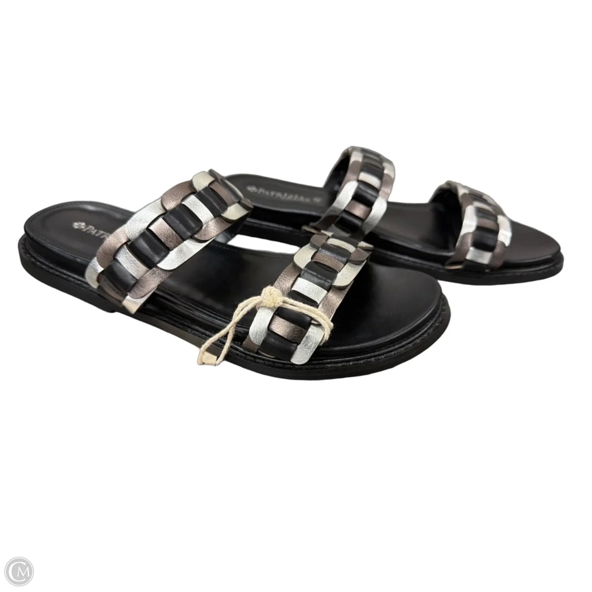 Sandals Flats By Patrizia In Black & Silver, Size: 10