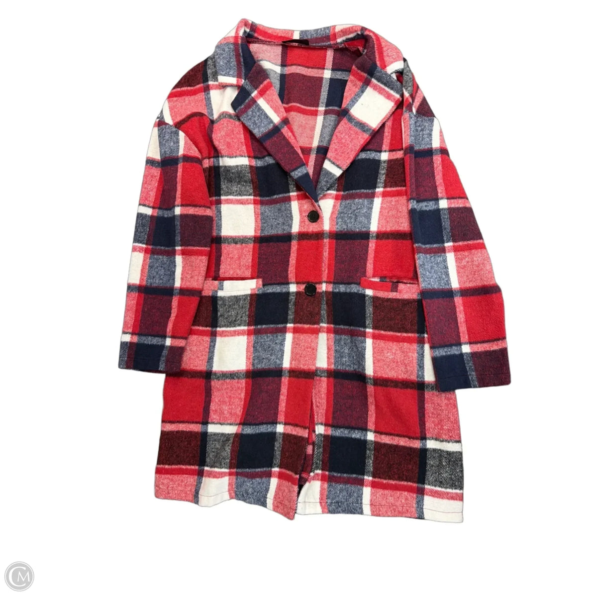 Jacket Shirt By Prettygarden In Plaid Pattern, Size: L