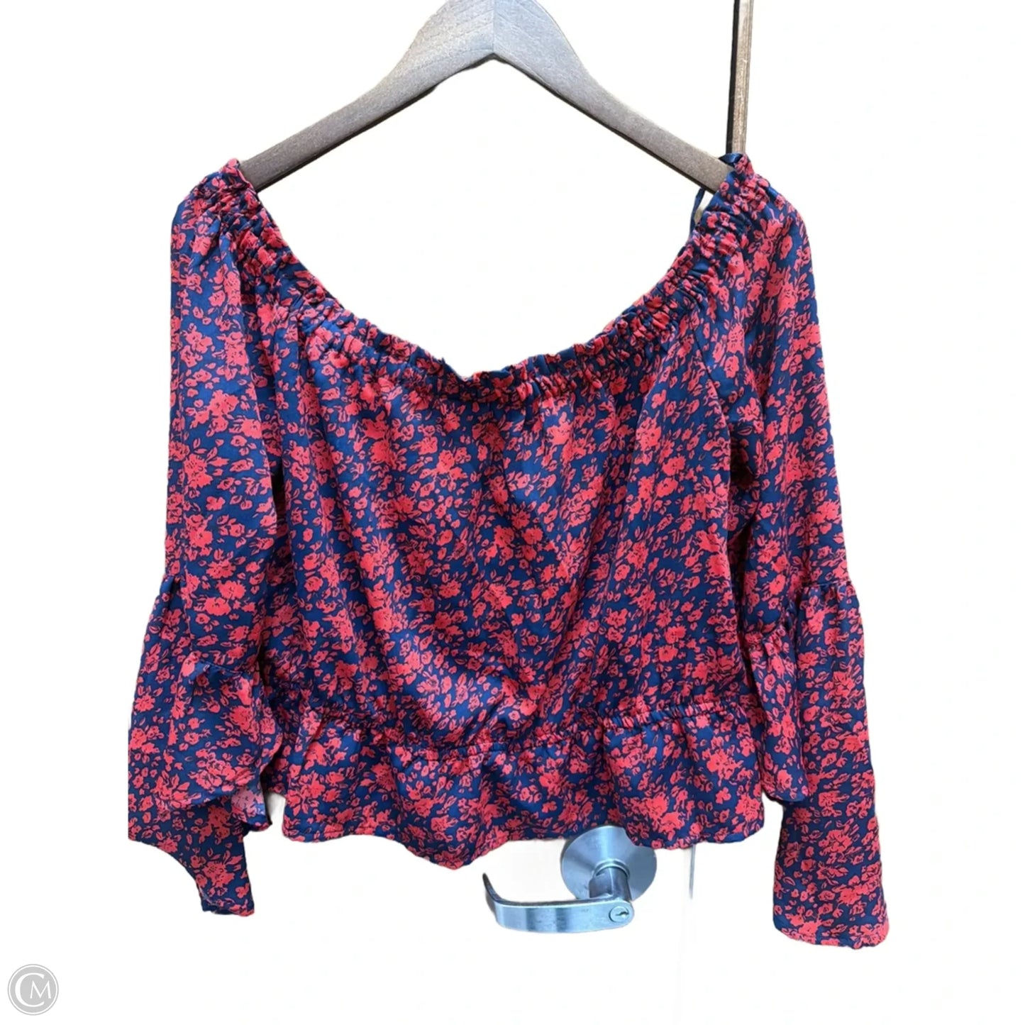 Top Long Sleeve By Express In Blue & Red, Size: L