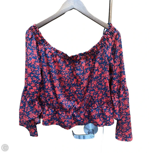 Top Long Sleeve By Express In Blue & Red, Size: L