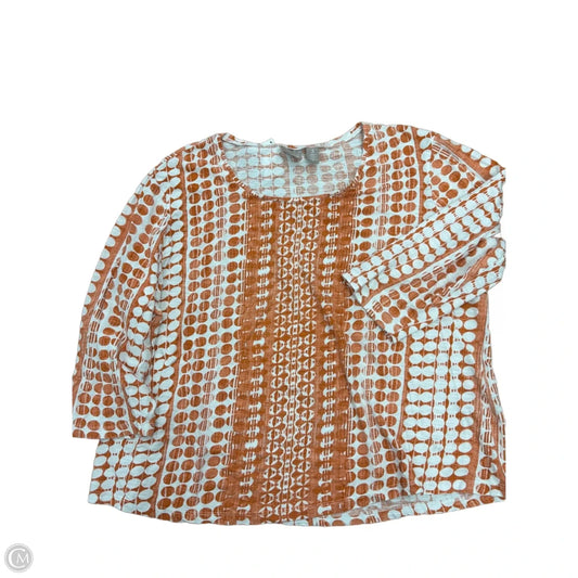 Top 3/4 Sleeve Basic By Chicos In Orange & White, Size: Xl