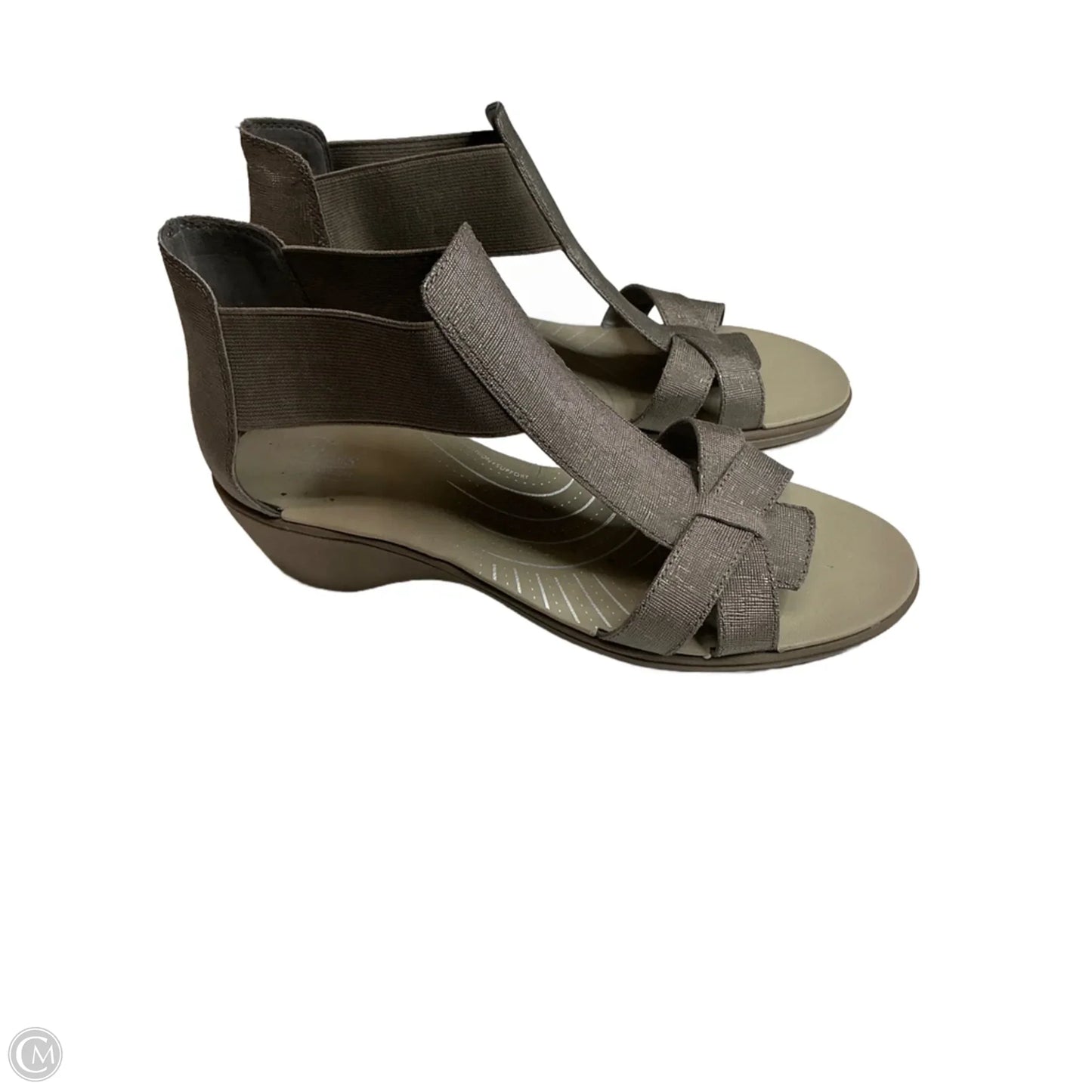 Sandals Heels Wedge By Bass In Silver, Size: 8.5