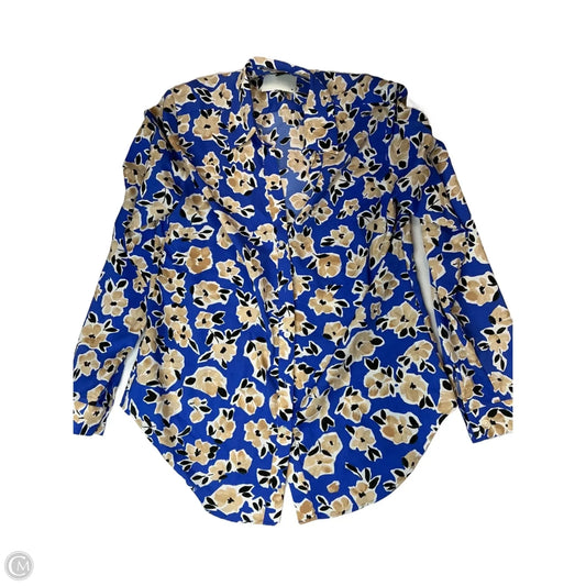Top Long Sleeve By Ann Taylor In Blue & Brown, Size: S