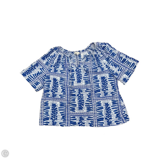 Top Short Sleeve By Loft In Blue & White, Size: Xl