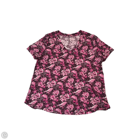 Top Short Sleeve Basic By Loft In Pink & Purple, Size: Xl