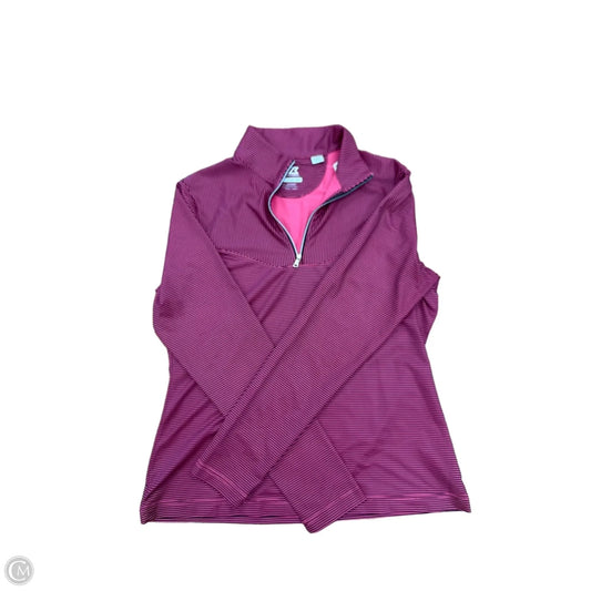 Athletic Top Long Sleeve Collar By Cutter And Buck In Striped Pattern, Size: M