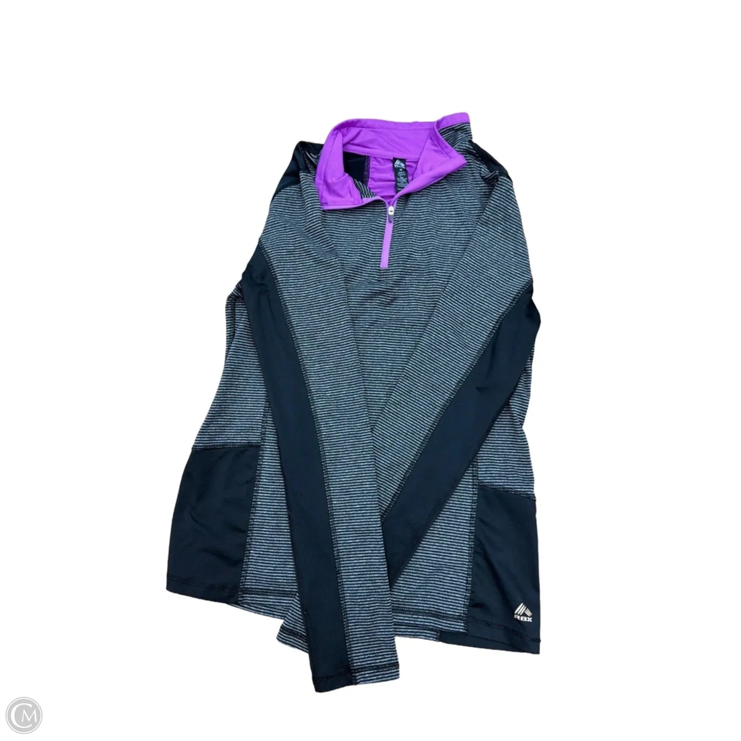 Athletic Top Long Sleeve Collar By Rbx In Striped Pattern, Size: M