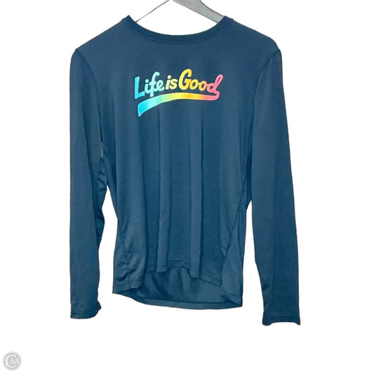 Athletic Top Long Sleeve Crewneck By Life Is Good In Black, Size: S