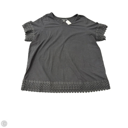 Top Short Sleeve By Jessica London In Black, Size: 3x