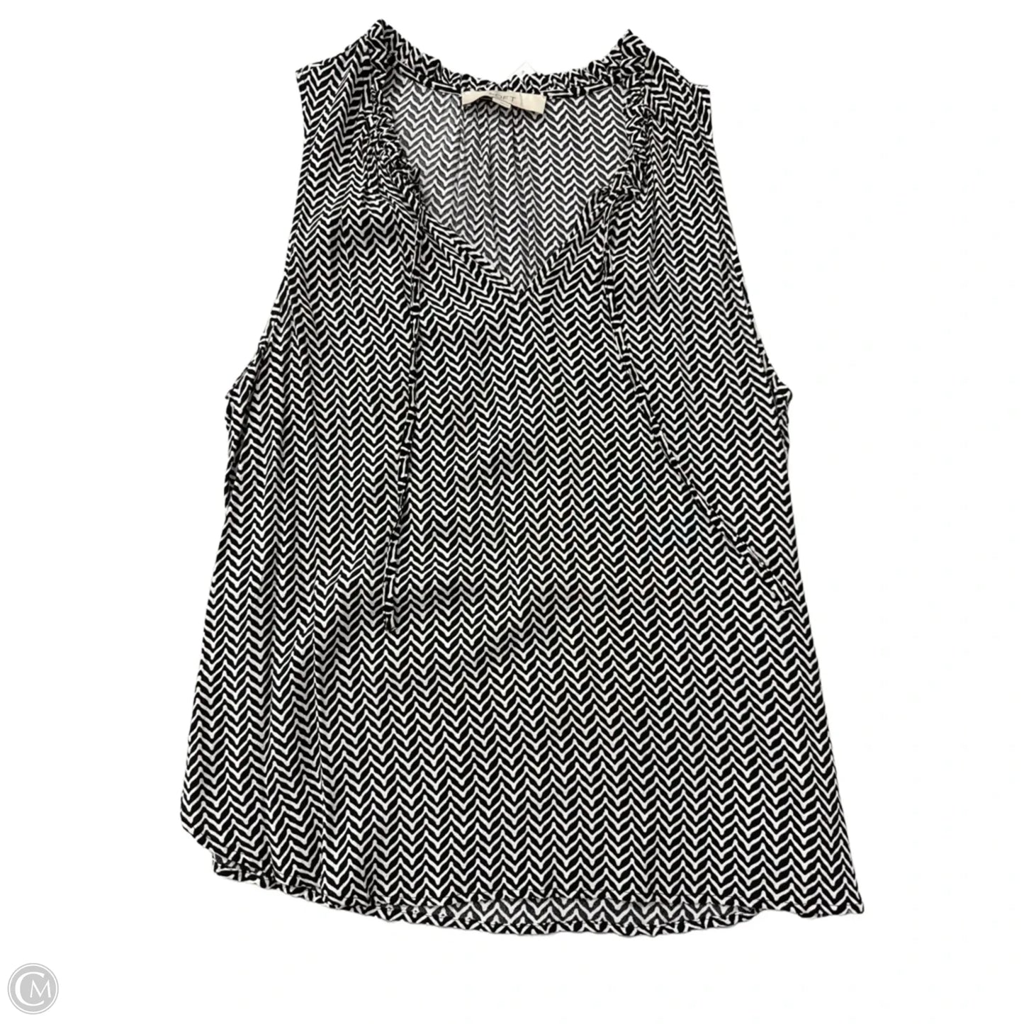 Top Sleeveless By Loft In Black & White, Size: L