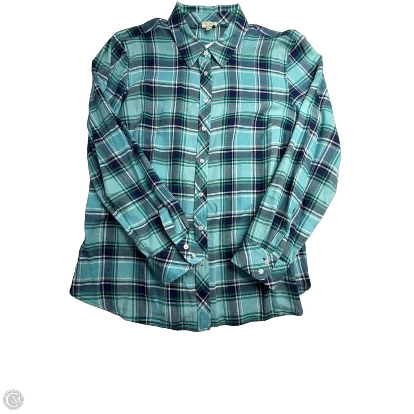 Top Long Sleeve By Talbots In Plaid Pattern, Size: L